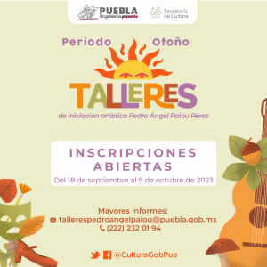 CONVOCATORIA TALLERES DE INICIACIÓN ARTÍSTICA PEDRO ÁNGEL PALOU PÉREZ - PERIODO OTOÑO 2023