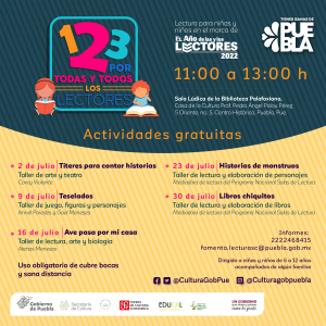 EN JULIO, CULTURA DESARROLLARÁ TALLERES GRATUITOS DE LECTURA Y ARTE