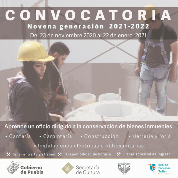 Novena Generación de Escuela Taller de Capacitación en Restauración de Puebla