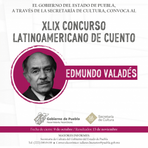 CONVOCA SECRETARÍA DE CULTURA A CONCURSO DE CUENTOS &quot;EDMUNDO VALADÉS&quot;